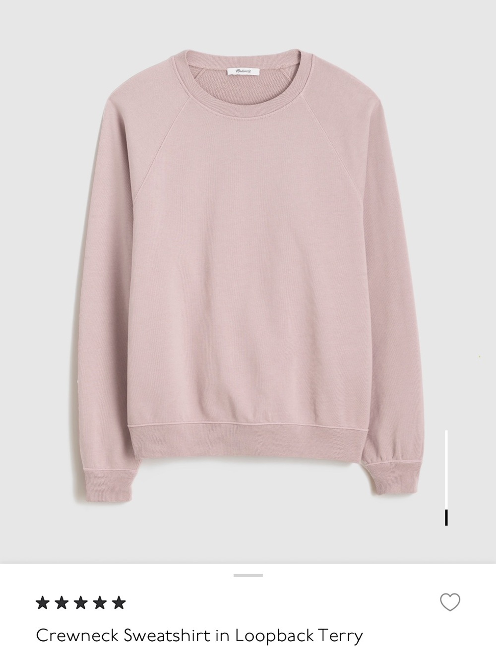 Madewell Crewneck Sweatshirt in Loopback Terry